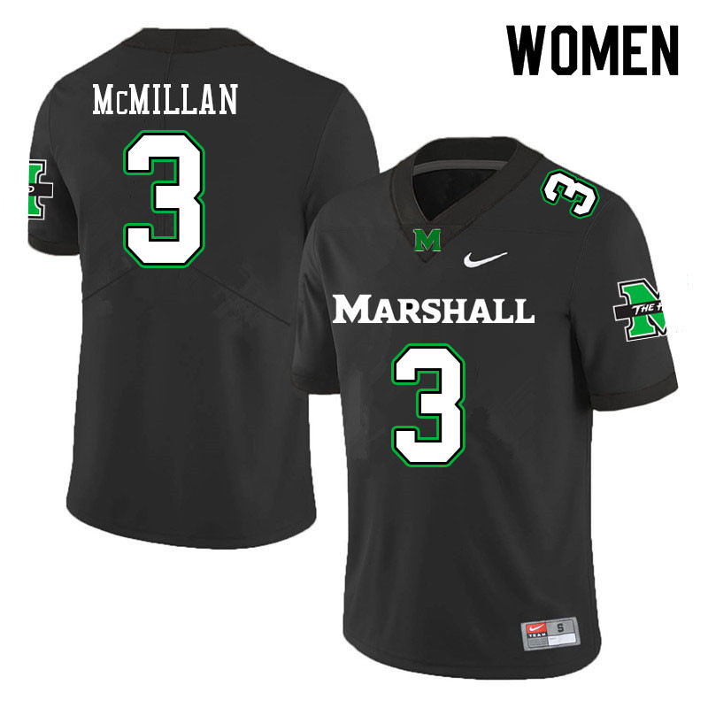 Women #3 Caleb McMillan Marshall Thundering Herd College Football Jerseys Sale-Black
